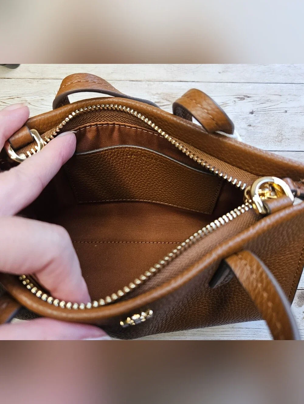 Tory Burch nwt Blake Mini Tote Bag Crossbody in Cortado brown pebbled leather
